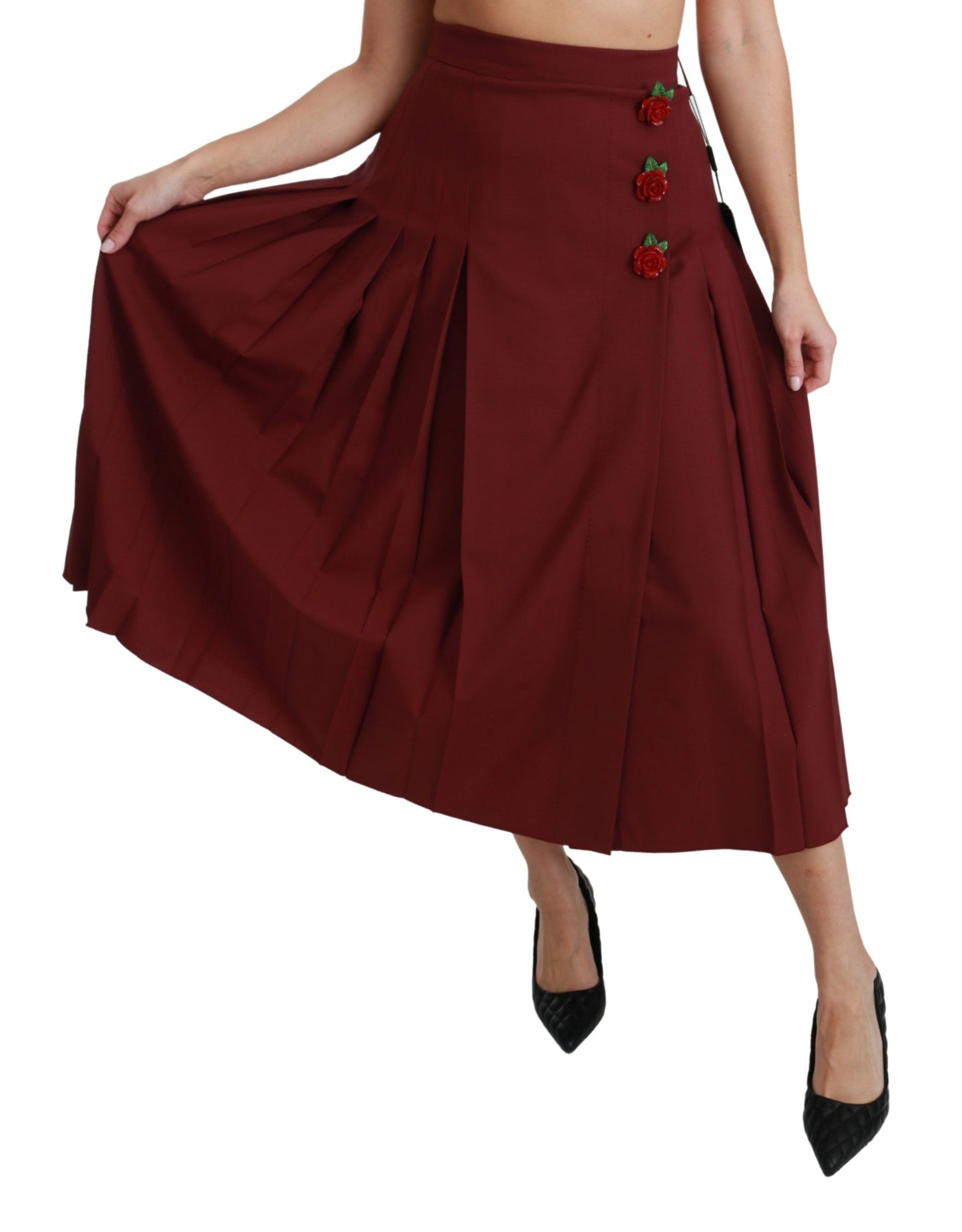 Dolce & Gabbana Eleganter roter Rock mit hoher Taille aus Schurwolle