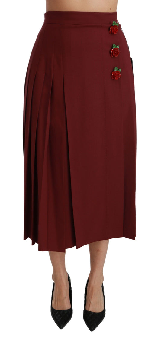 Dolce &amp; Gabbana Elegant red high-waisted skirt in virgin wool