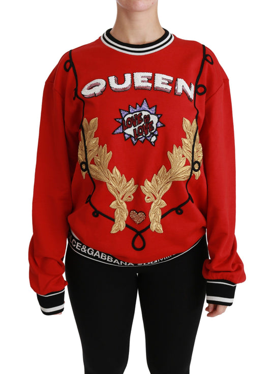 Dolce &amp; Gabbana Bright red crew neck sweater with sequins