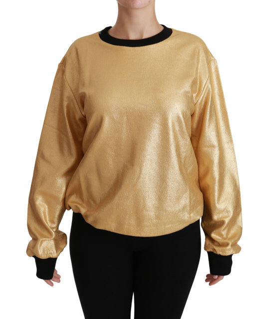 Dolce &amp; Gabbana Elegant golden cotton round neck sweater