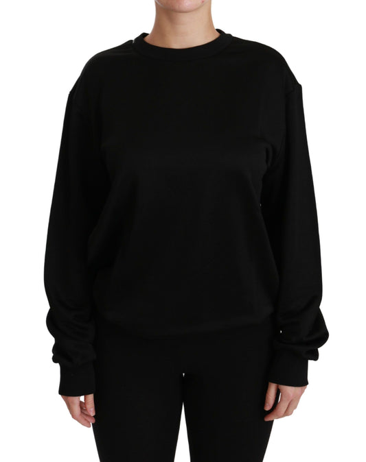 Dolce & Gabbana Eleganter Pullover mit Rundhalsausschnitt aus schwarzer Baumwolle