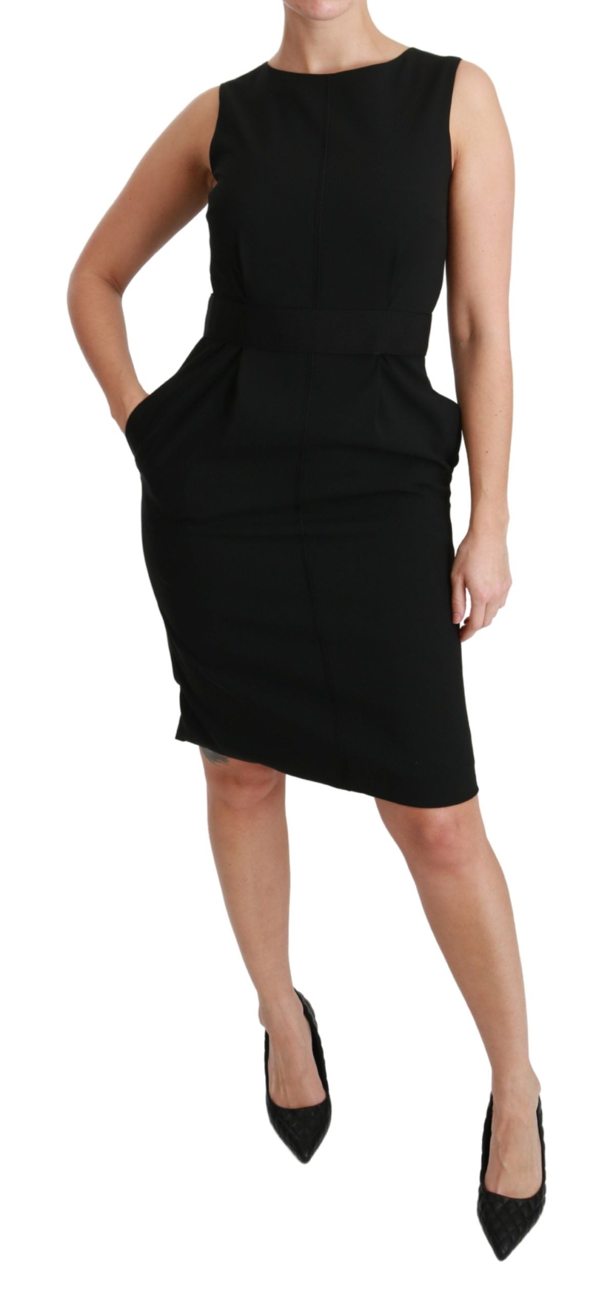 Dolce &amp; Gabbana Elegant knee-length sheath dress in black