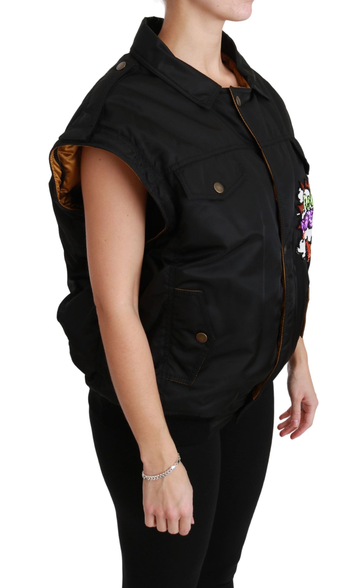 Dolce &amp; Gabbana Elegantti musta bomber-takki irrotettavalla reunuksella
