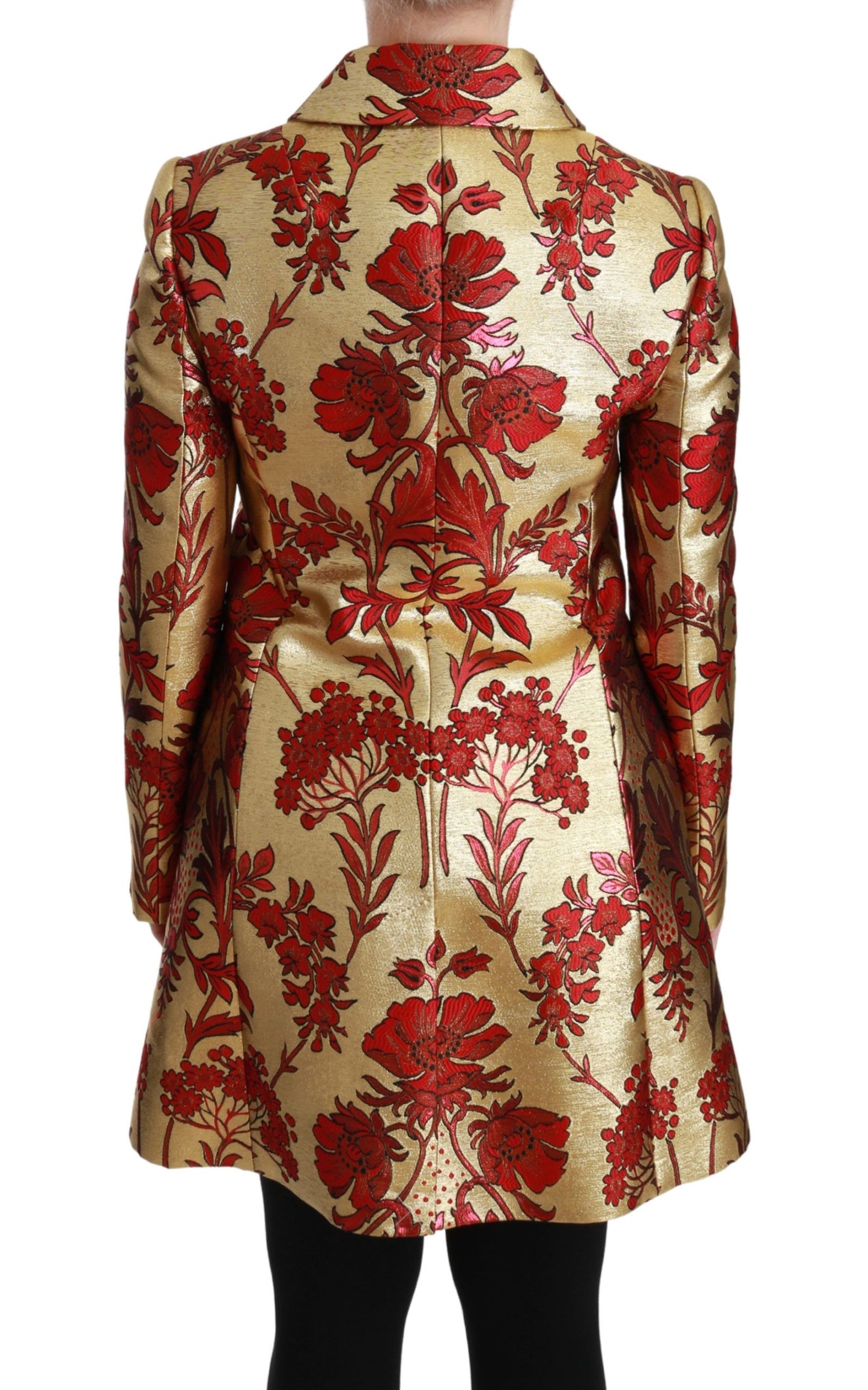 Dolce &amp; Gabbana Elegant trench coat in brocade with floral pattern in gold