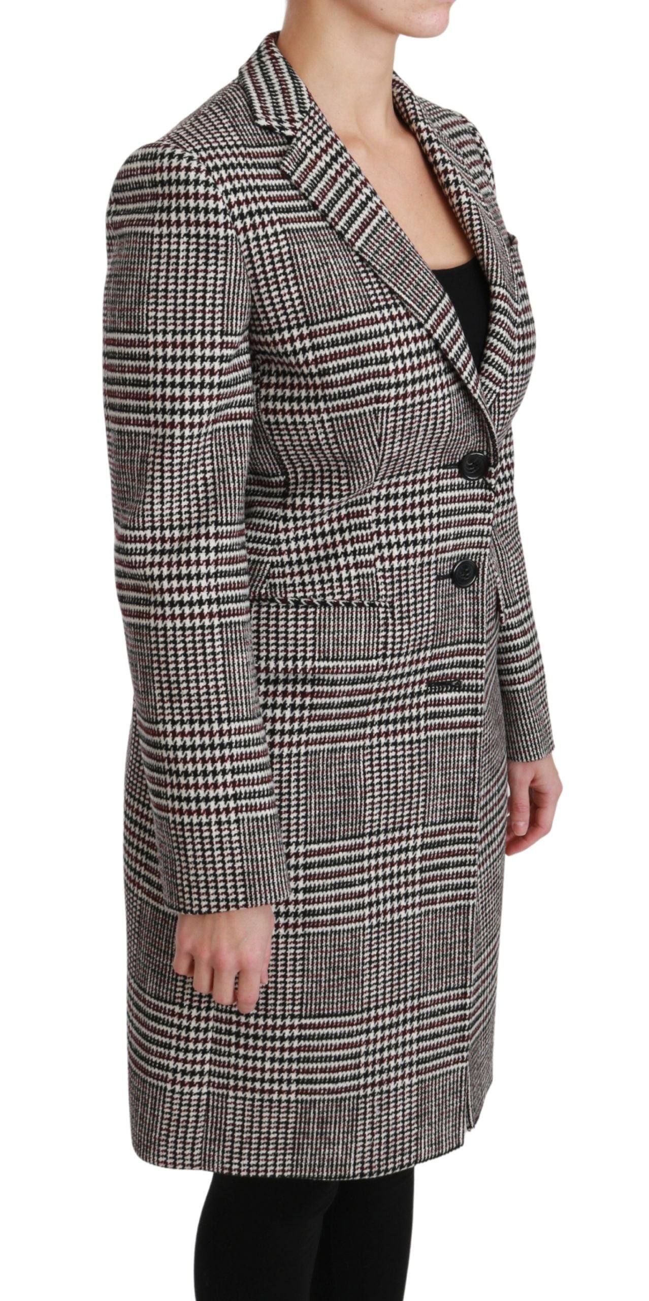 Dolce &amp; Gabbana Elegant multicolored checked knee-length jacket coat