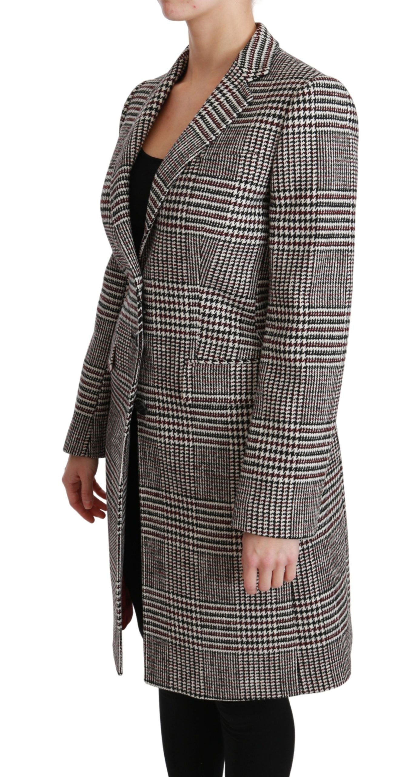 Dolce &amp; Gabbana Elegant multicolored checked knee-length jacket coat