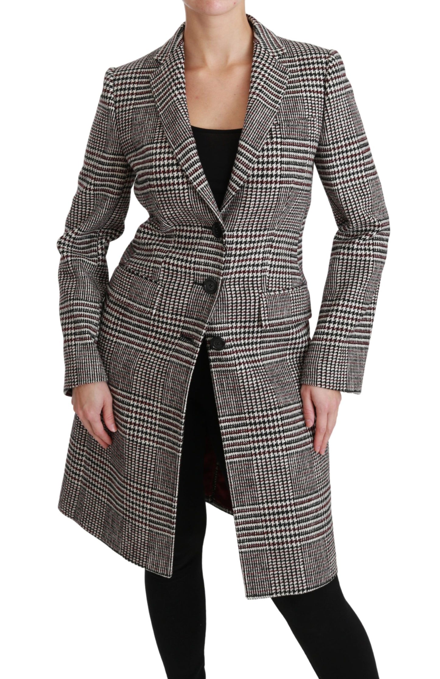 Dolce &amp; Gabbana Elegant multicolored checked knee-length jacket coat