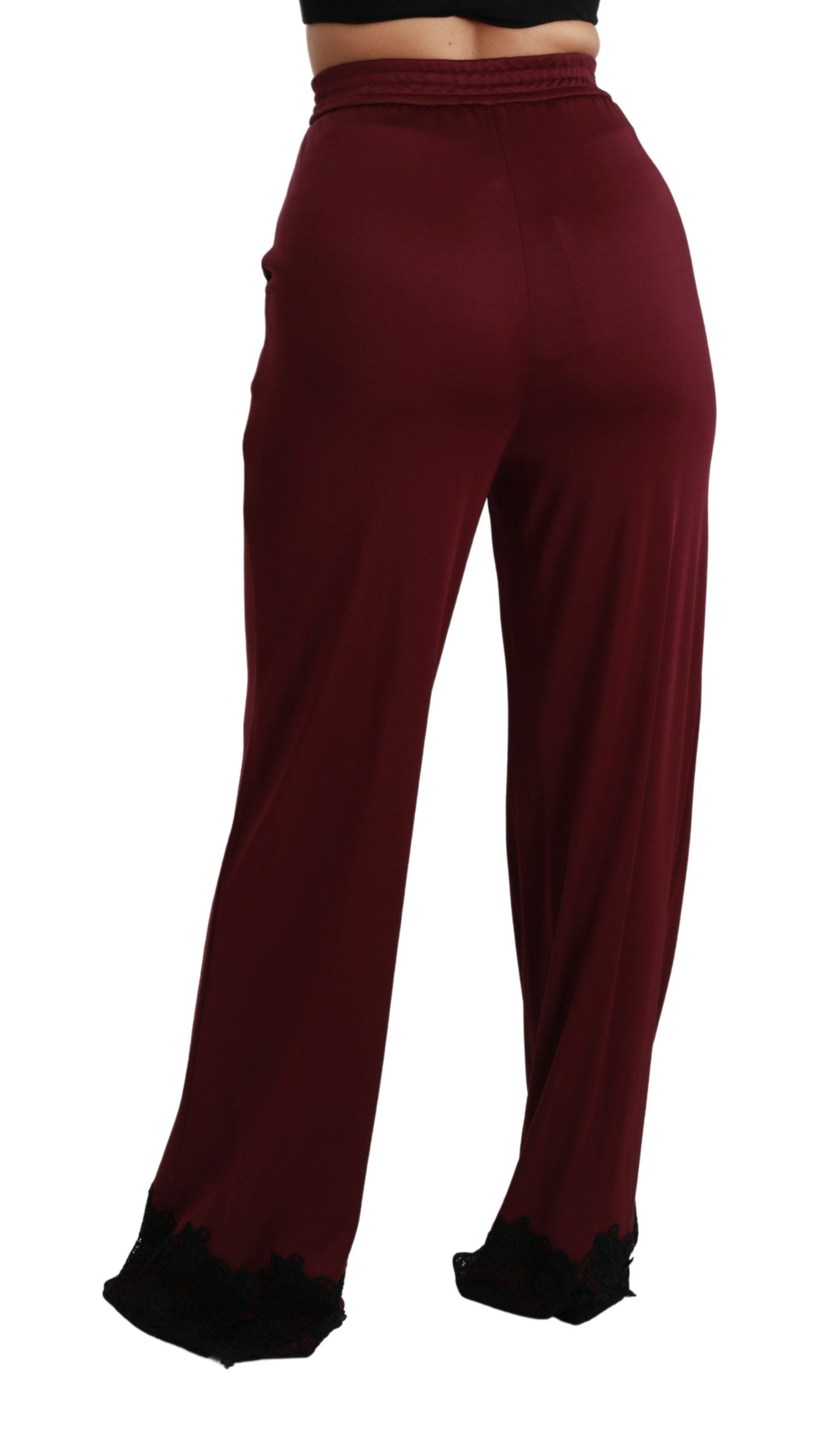 Dolce &amp; Gabbana Elegant maroon high waist wide leg trousers