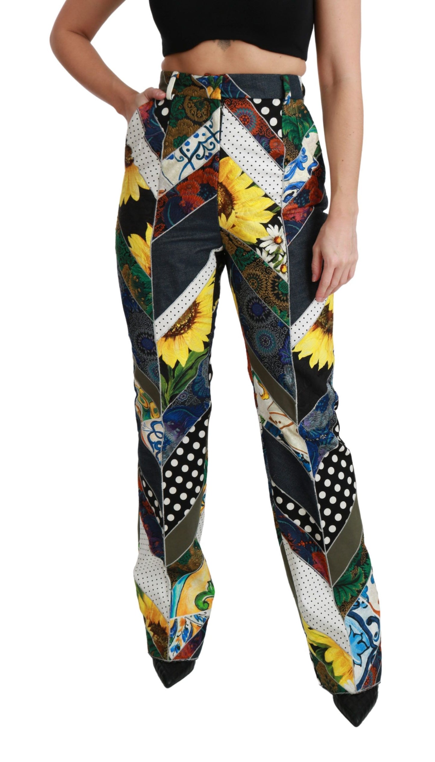 Dolce &amp; Gabbana Elegant High Waist Multicolor Straight Pants