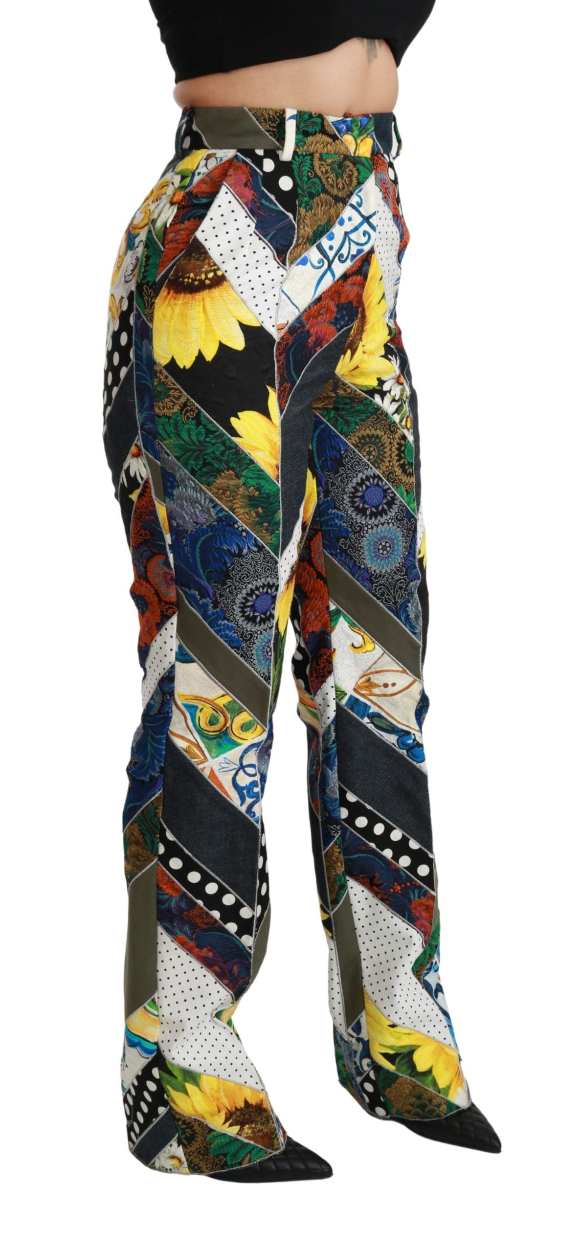 Dolce &amp; Gabbana Elegant High Waist Multicolor Straight Pants