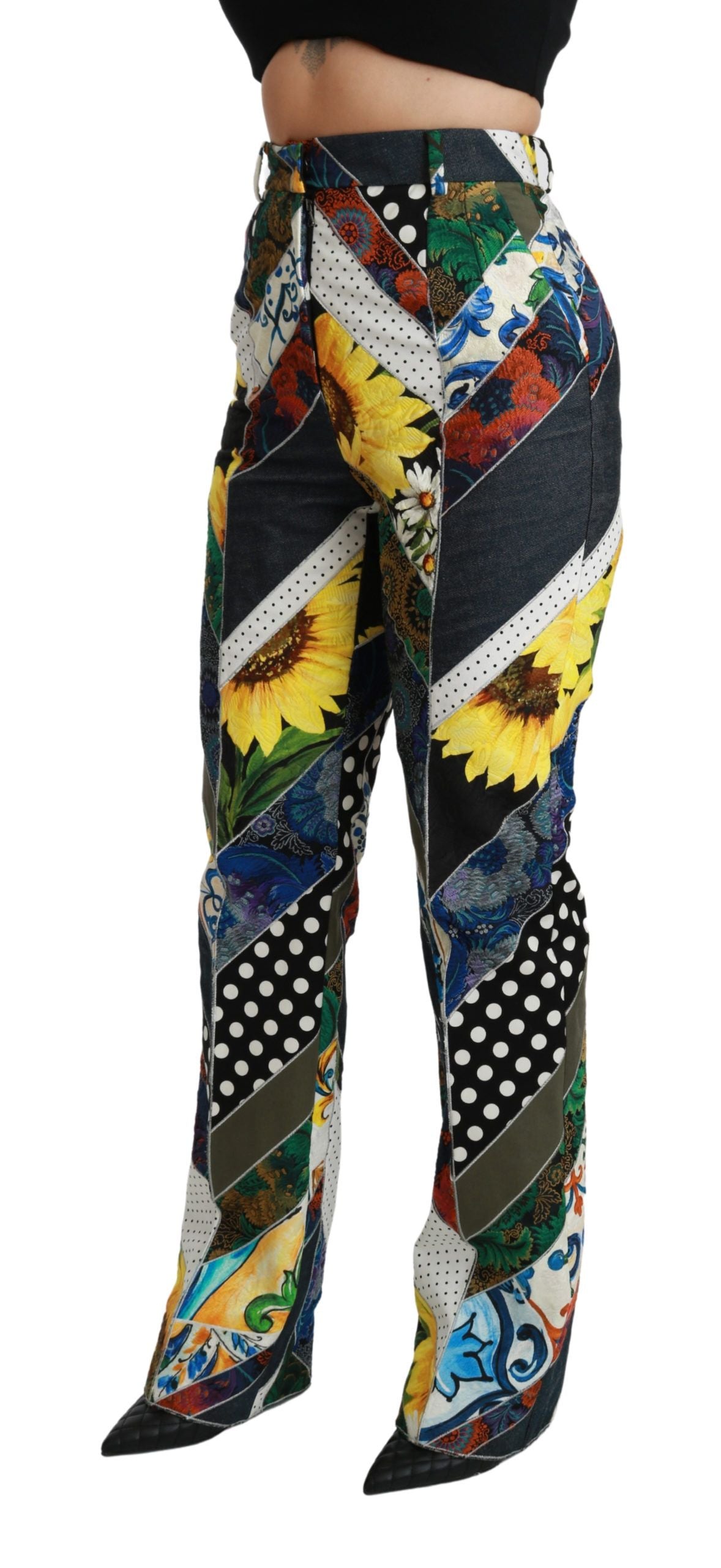 Dolce &amp; Gabbana Elegant High Waist Multicolor Straight Pants