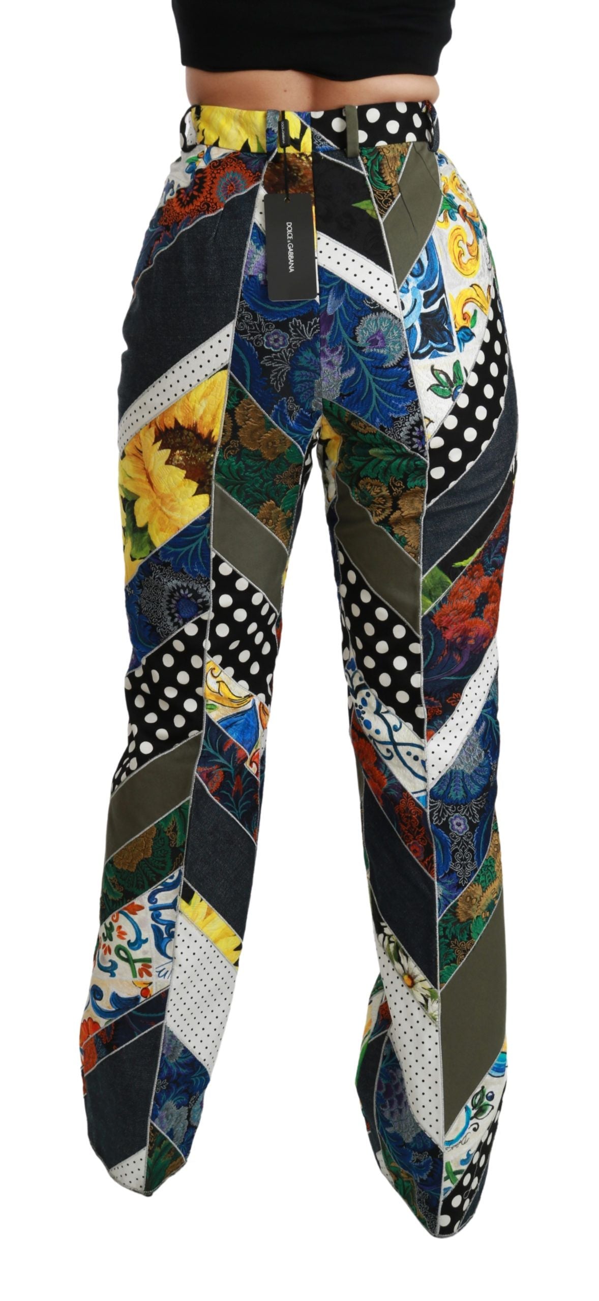 Dolce &amp; Gabbana Elegant High Waist Multicolor Straight Pants