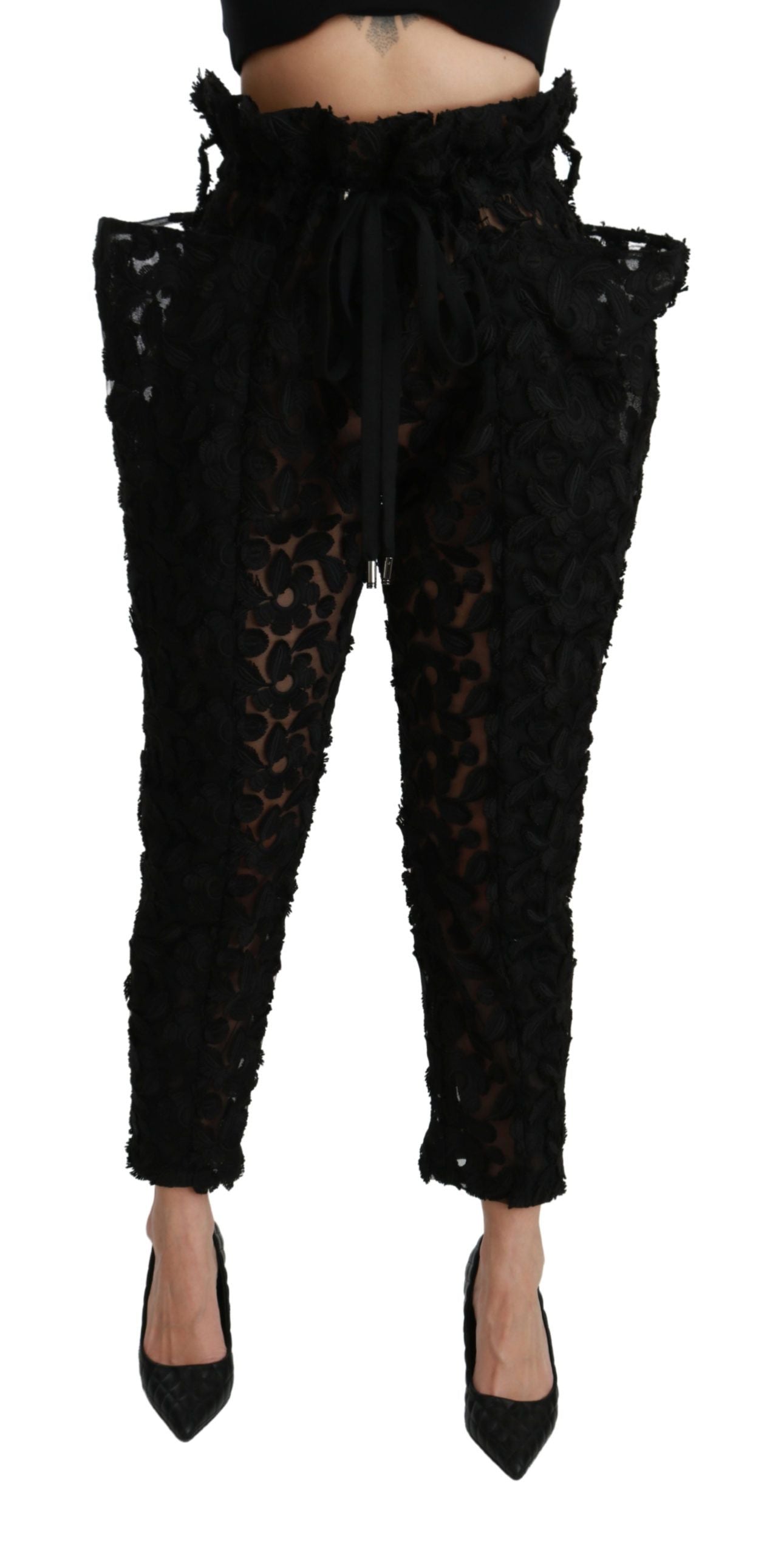 Dolce &amp; Gabbana Chic tapered trousers with high waist and lace