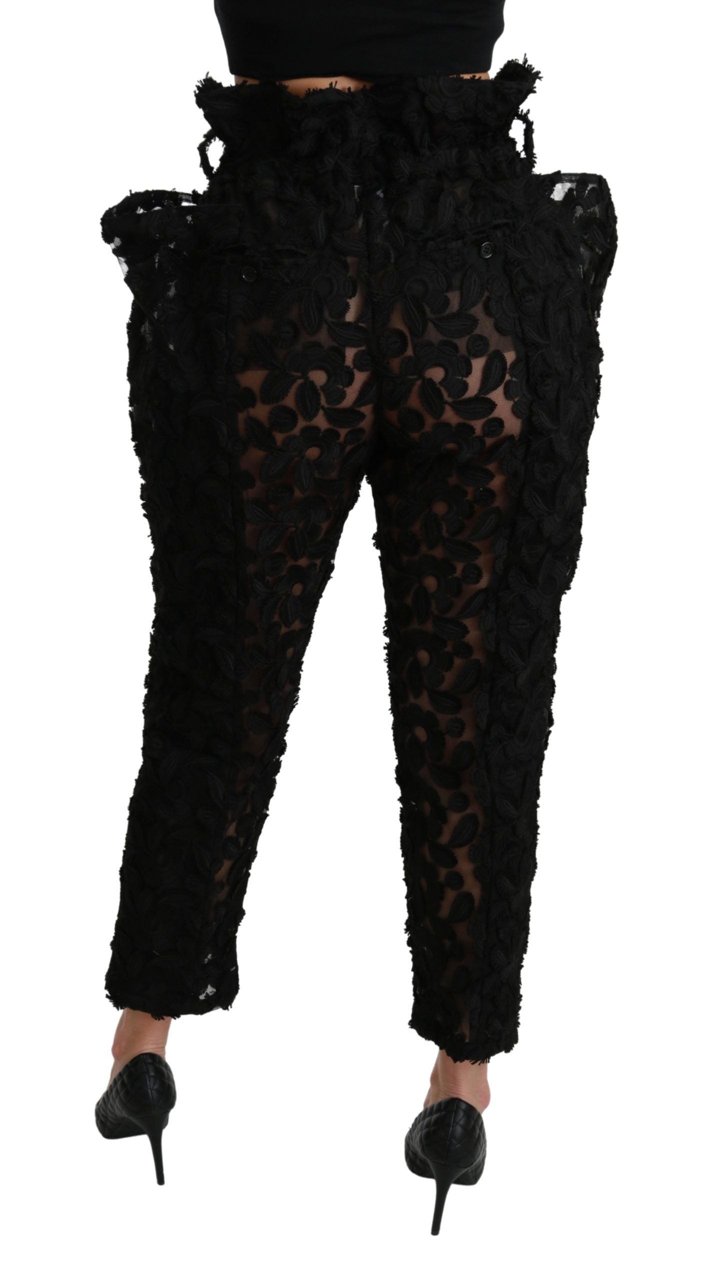 Dolce &amp; Gabbana Chic tapered trousers with high waist and lace