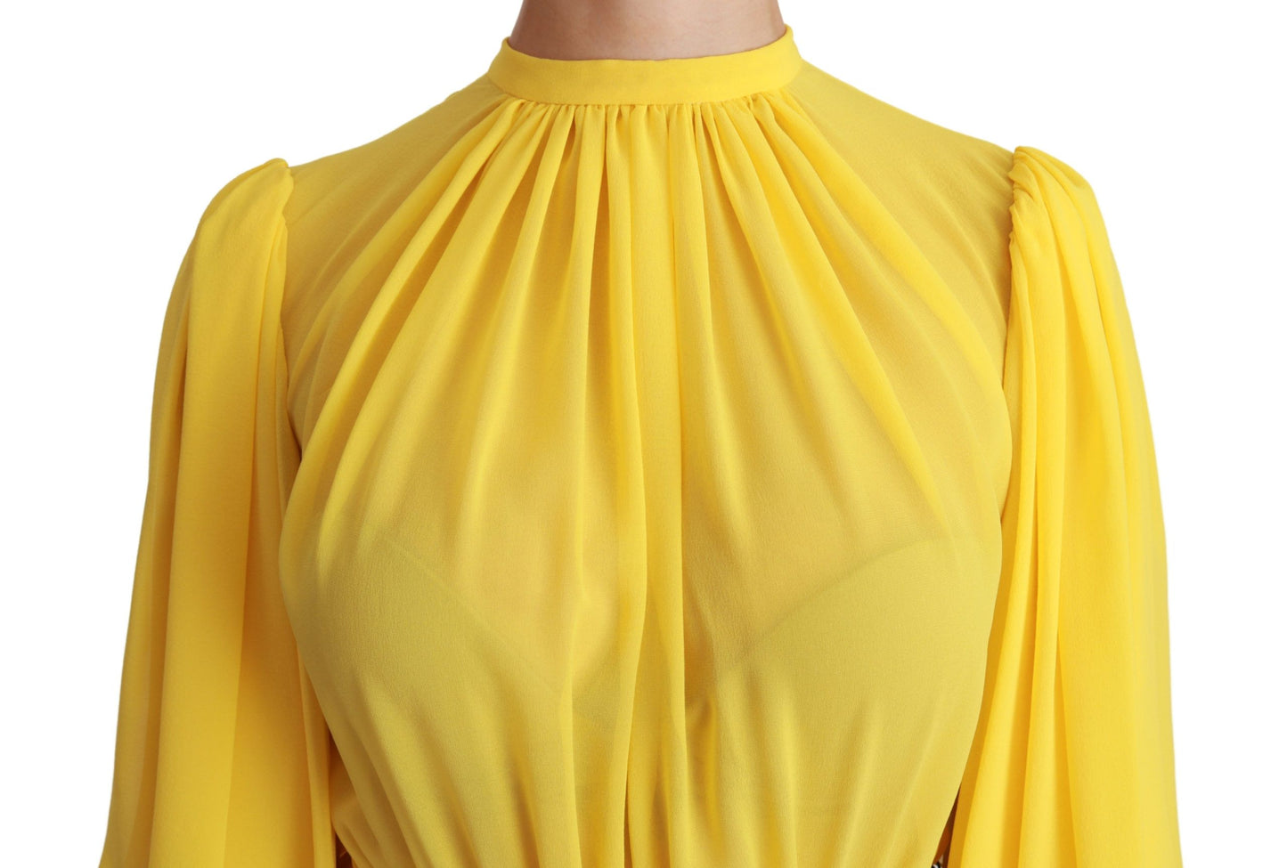 Dolce &amp; Gabbana pleated A-line silk mini dress in Sunshine Yellow