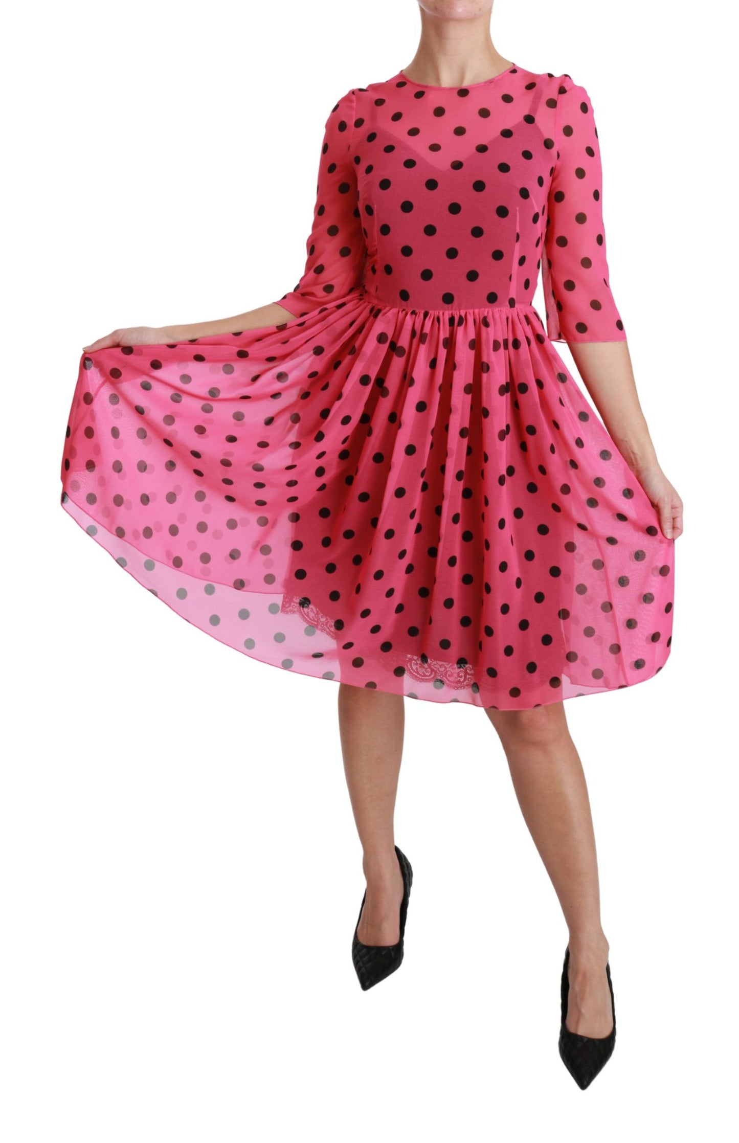 Dolce &amp; Gabbana Elegant dotted knee-length A-line dress