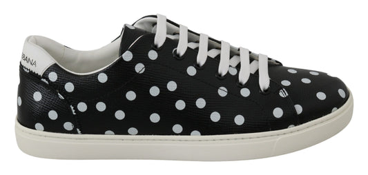 Dolce &amp; Gabbana Black Dotted Leather Sneakers