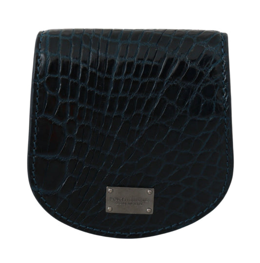 Dolce &amp; Gabbana Exquisite Dark Blue Coin Case Wallet