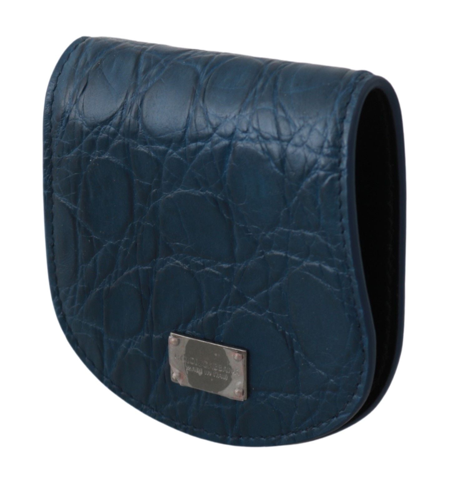 Dolce & Gabbana Elegantes blaues Caimano Kondom Etui Brieftasche