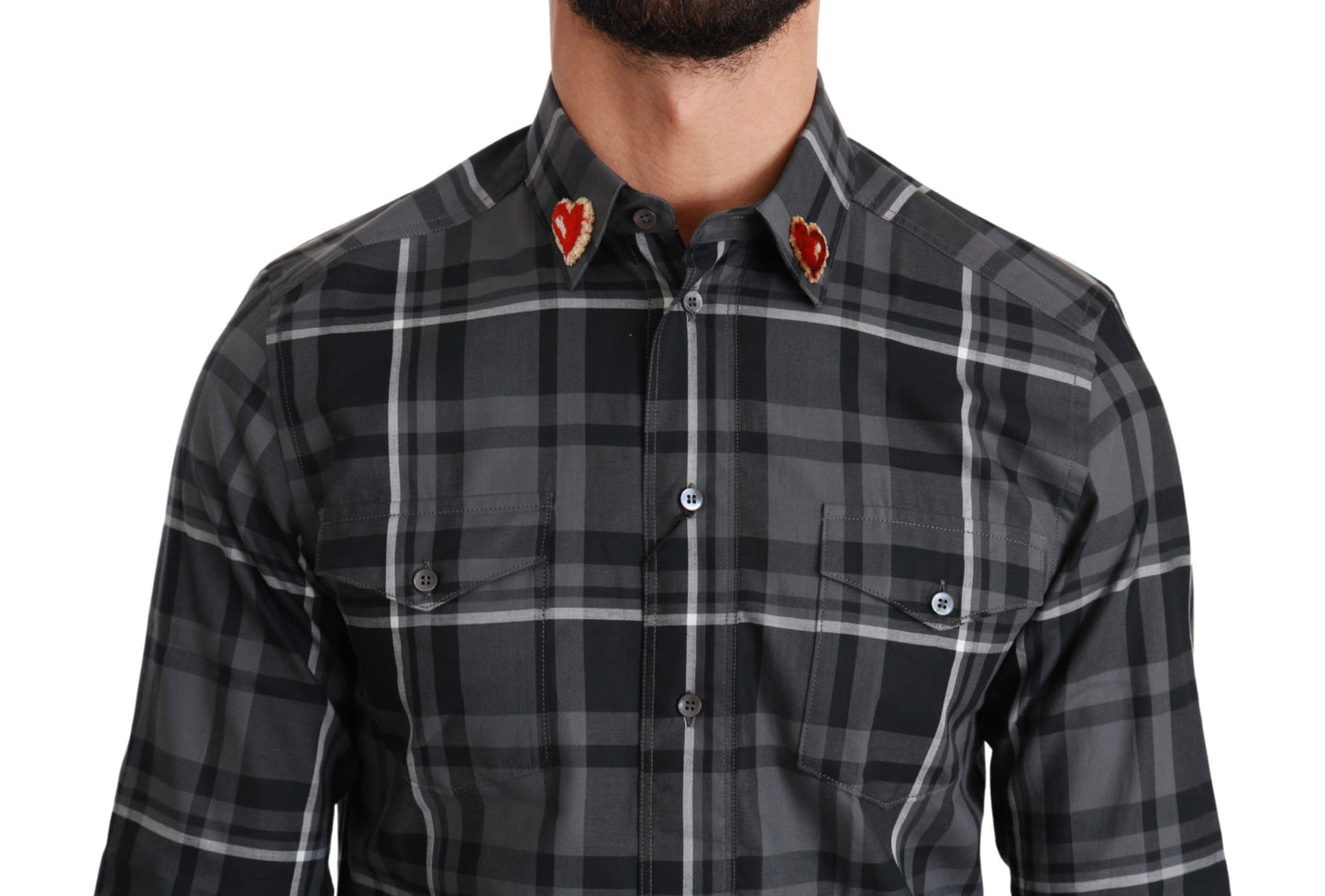 Dolce &amp; Gabbana Elegant Grey Checked Martini Shirt