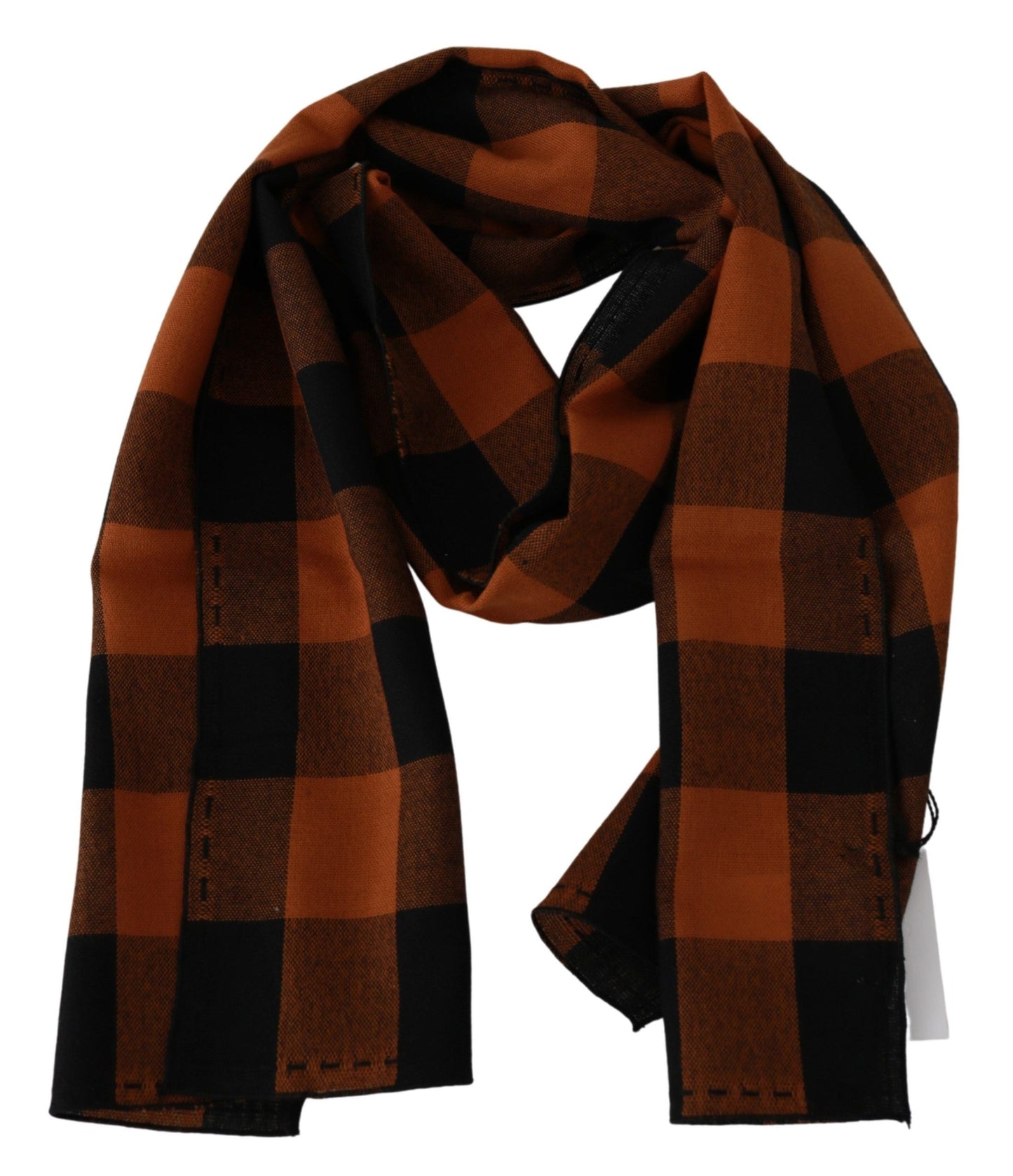 Puku National Chic Orange Check Wool Blend -huivi