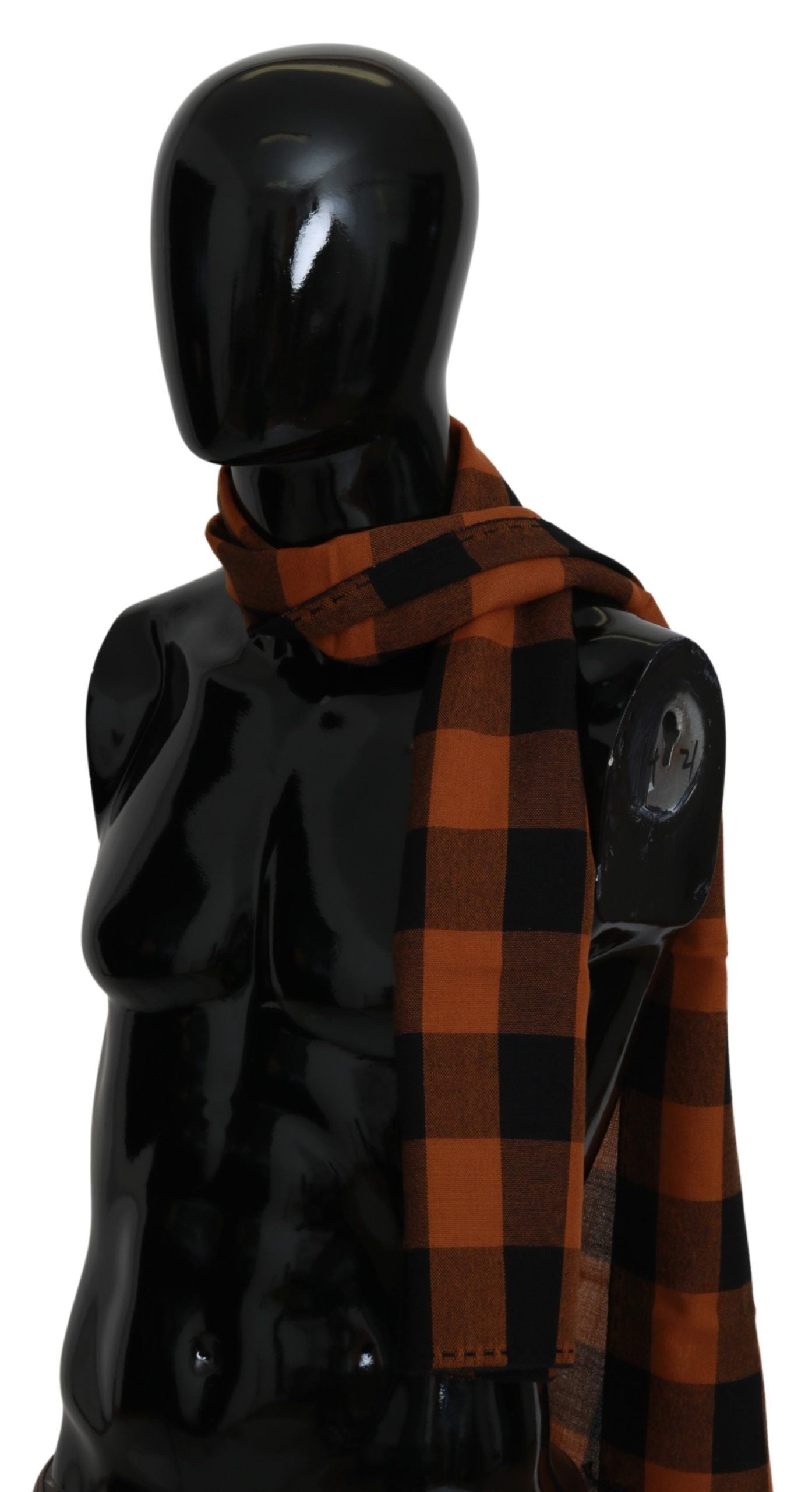 Puku National Chic Orange Check Wool Blend -huivi