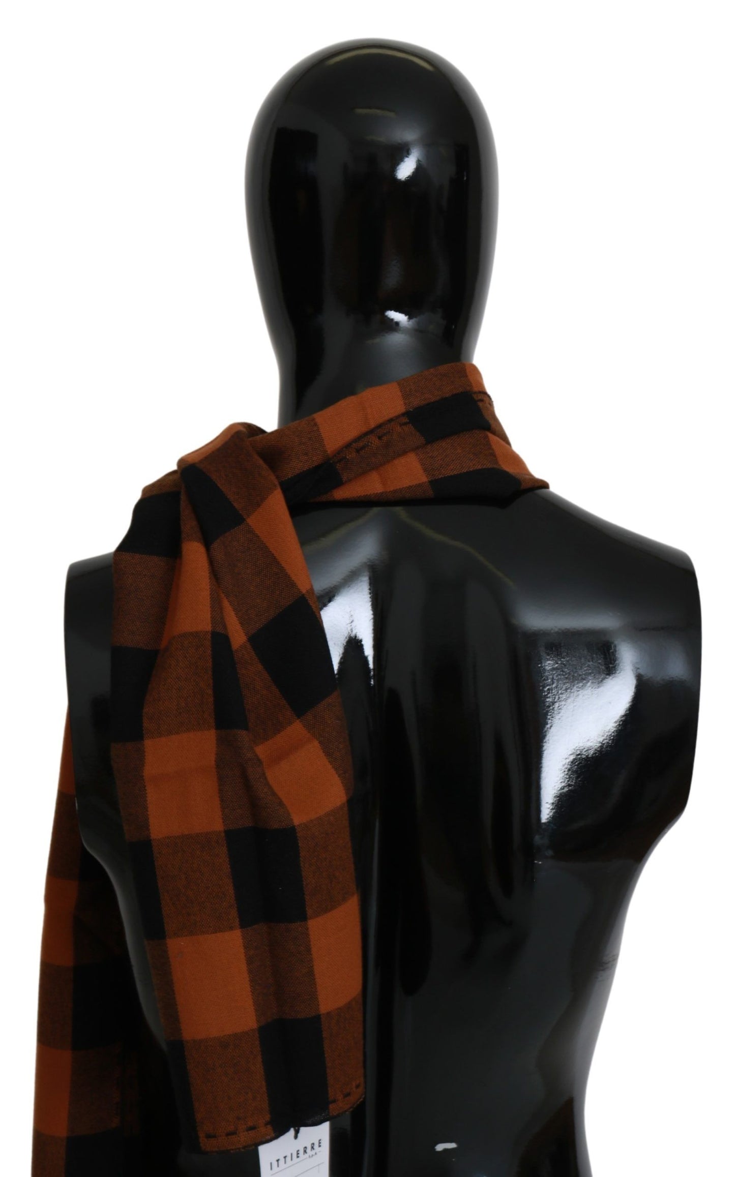 Puku National Chic Orange Check Wool Blend -huivi