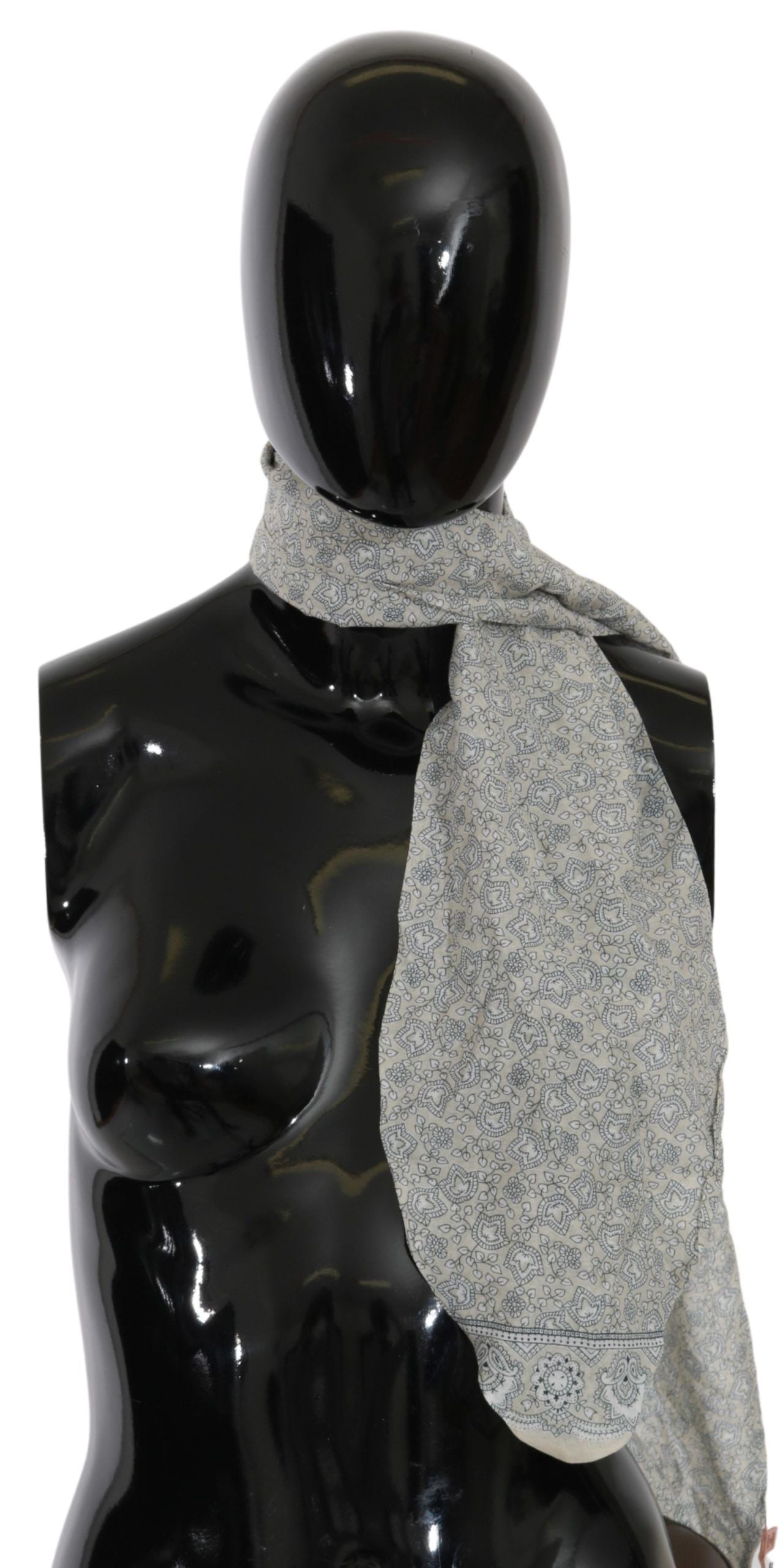 Ermanno Scervino Chic cotton scarf in beige &amp; blue with fantasy print