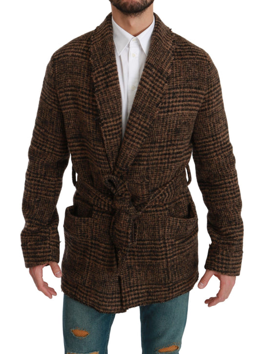 Dolce &amp; Gabbana Elegant brown jacket with belt and alpaca blend