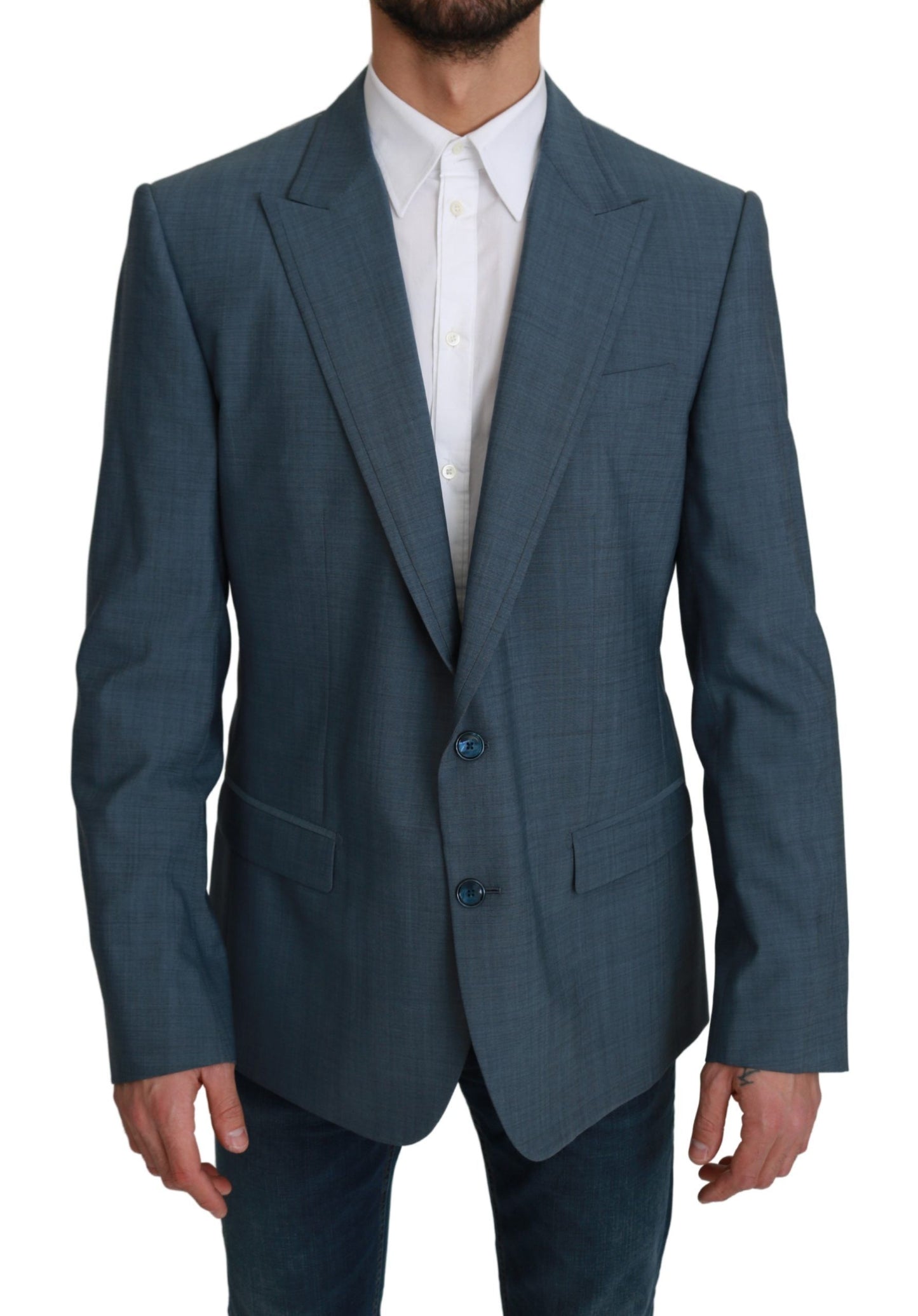 Dolce & Gabbana Eleganter hellblauer Blazer in schmaler Passform