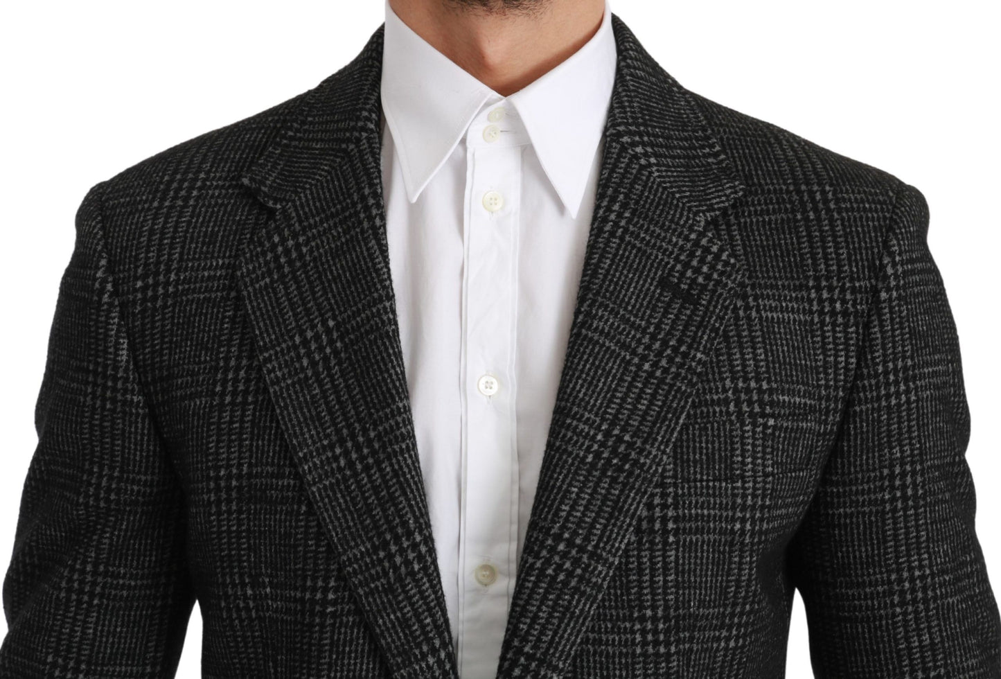 Dolce & Gabbana Eleganter grauer karierter Blazer in schmaler Passform