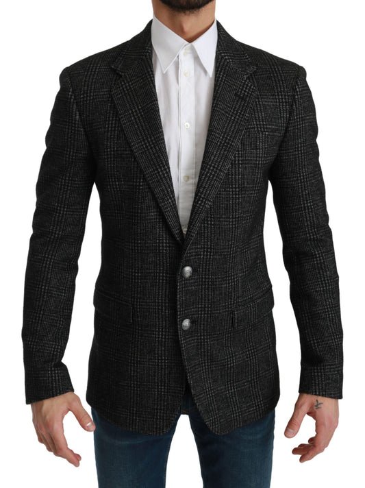 Dolce &amp; Gabbana Elegant grey checked blazer in slim fit