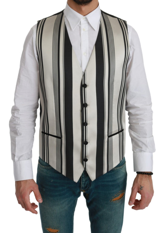 Dolce &amp; Gabbana Striped Cotton Silk Dress Vest