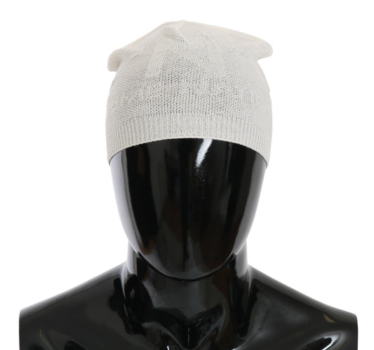 Costume National Elegant beanie hat made of white wool blend