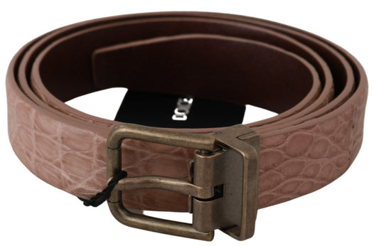 Dolce &amp; Gabbana Elegant exotic skin belt with brushed gold buckle