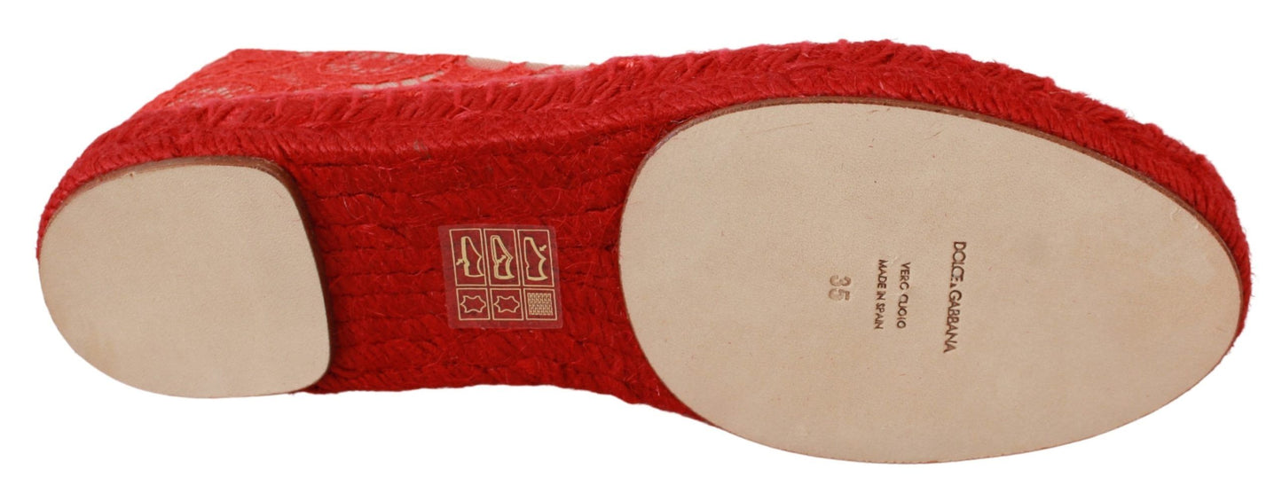 Dolce &amp; Gabbana Red Viscose Espadrilles litteät kengät