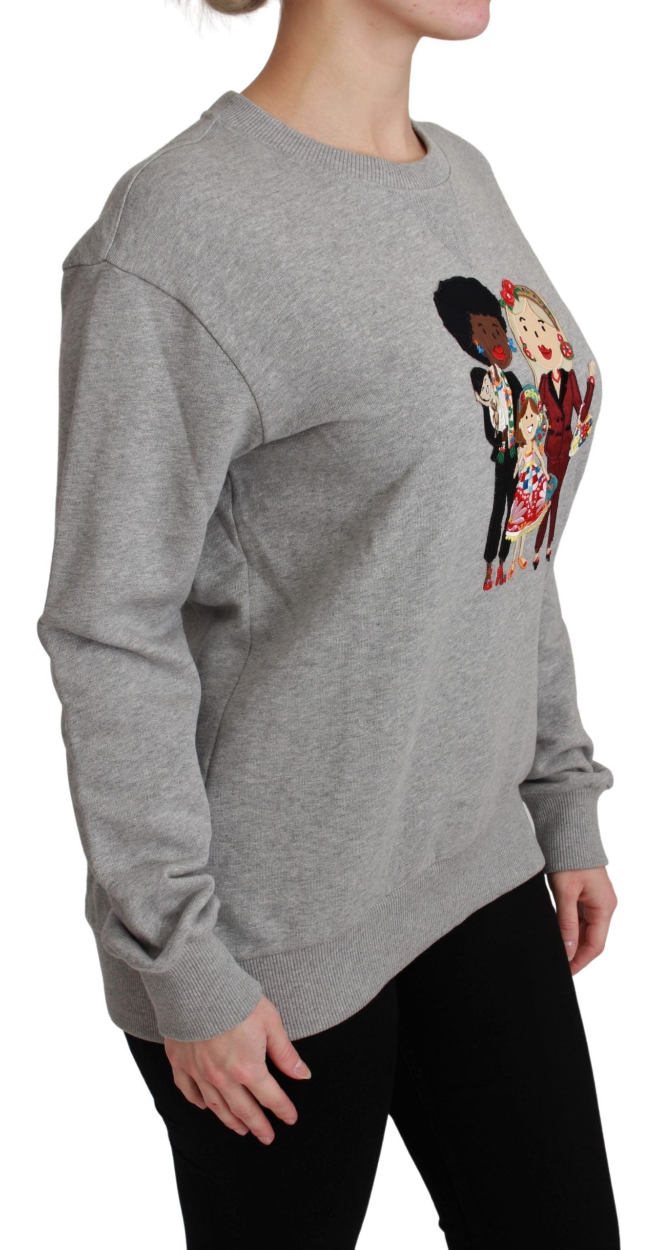 Dolce &amp; Gabbana Elegant Multicolor Sweater with Round Neck and Embroidery