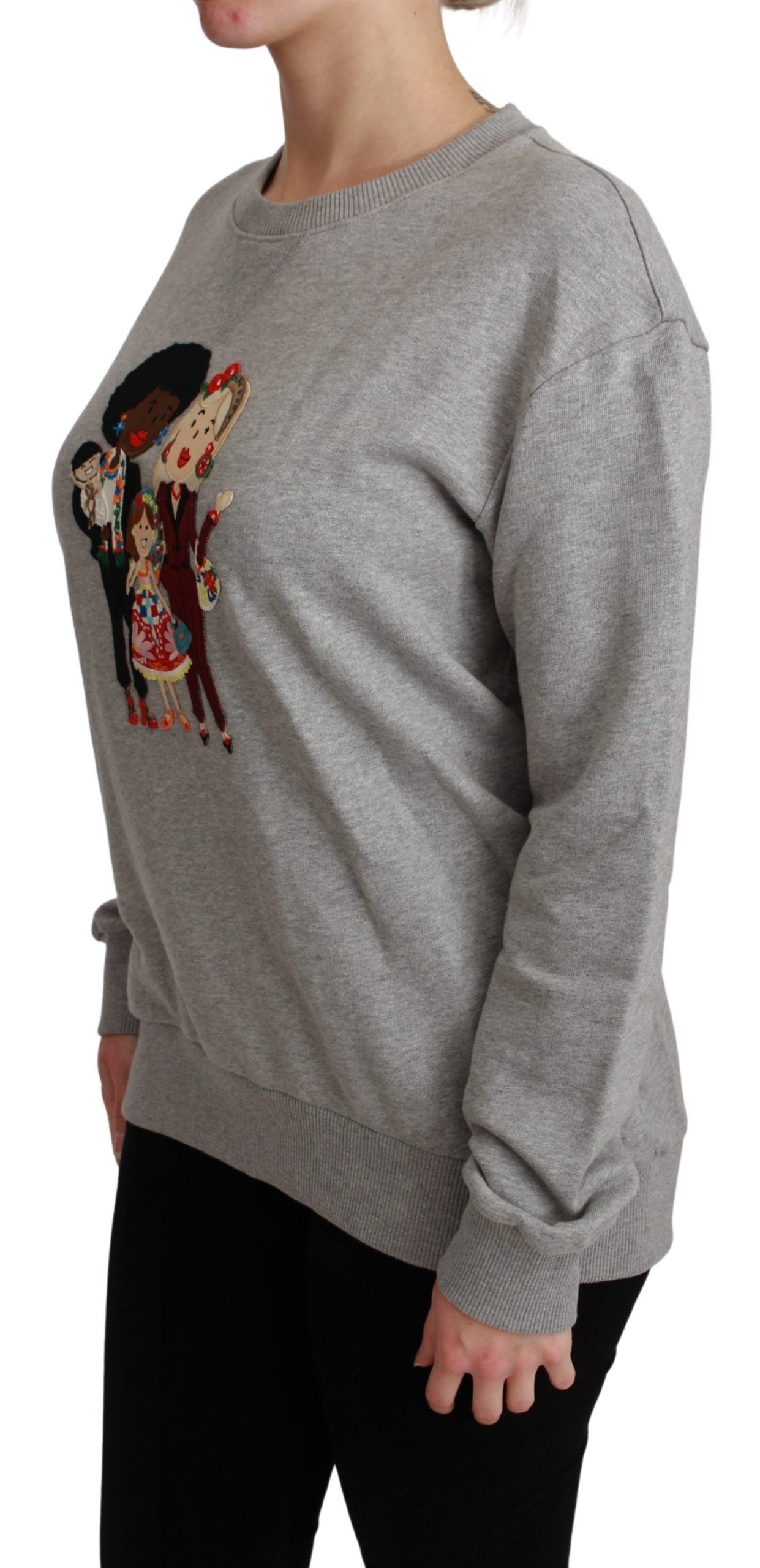 Dolce &amp; Gabbana Elegant Multicolor Sweater with Round Neck and Embroidery