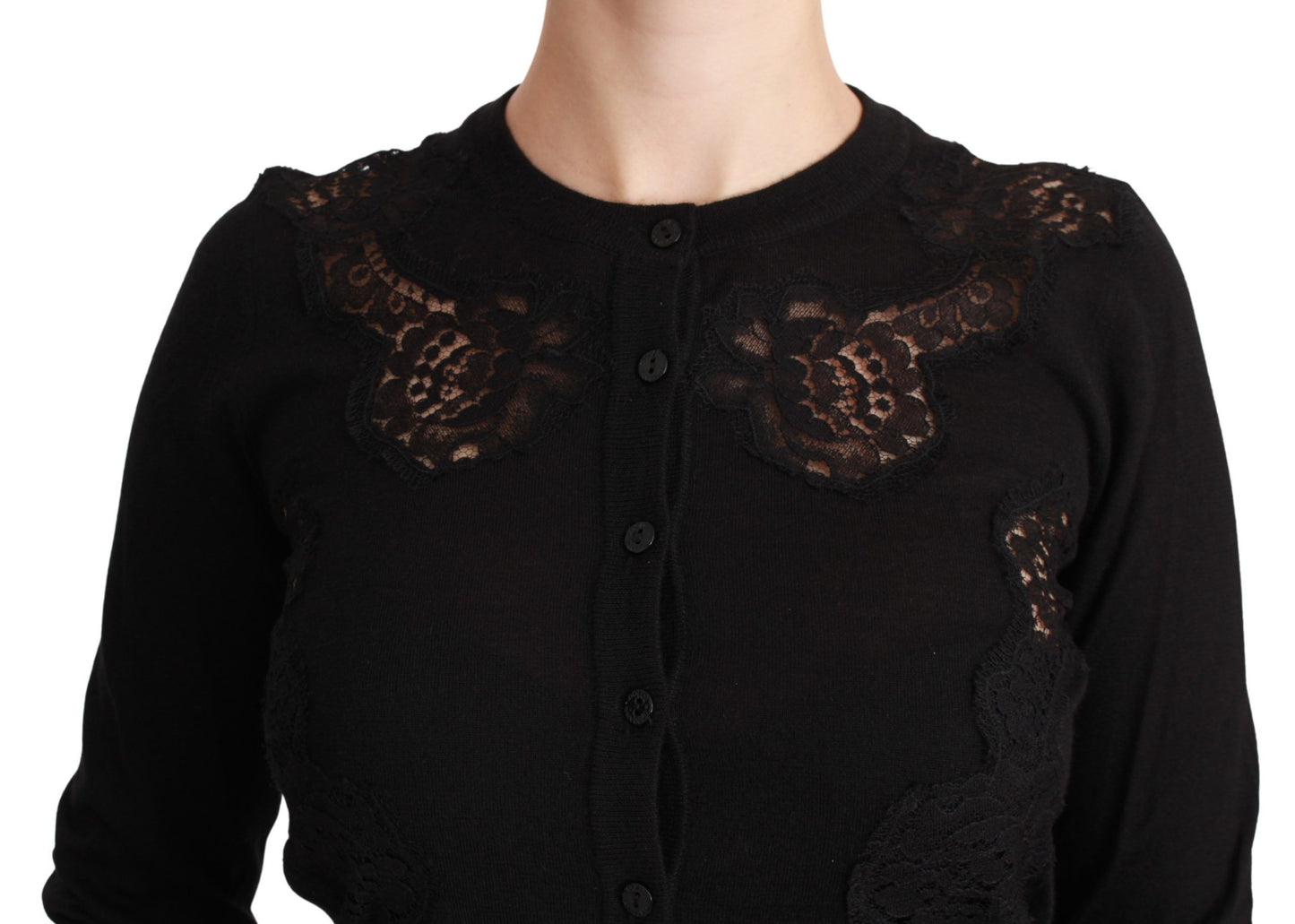 Dolce &amp; Gabbana Elegant cashmere-silk blend cardigan with lace