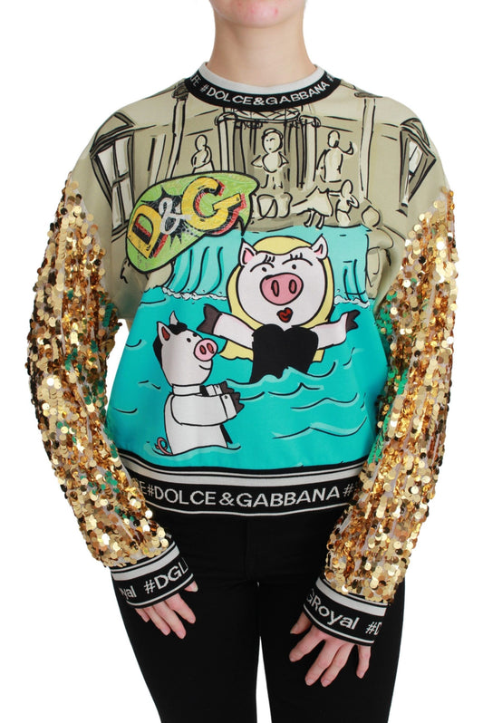 Dolce &amp; Gabbana Chic sweater with multicolor motifs and sequins