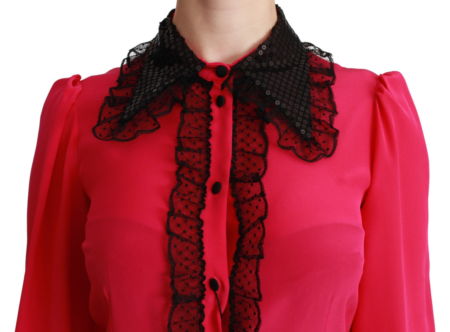 Dolce &amp; Gabbana silk blend blouse with lace in pink