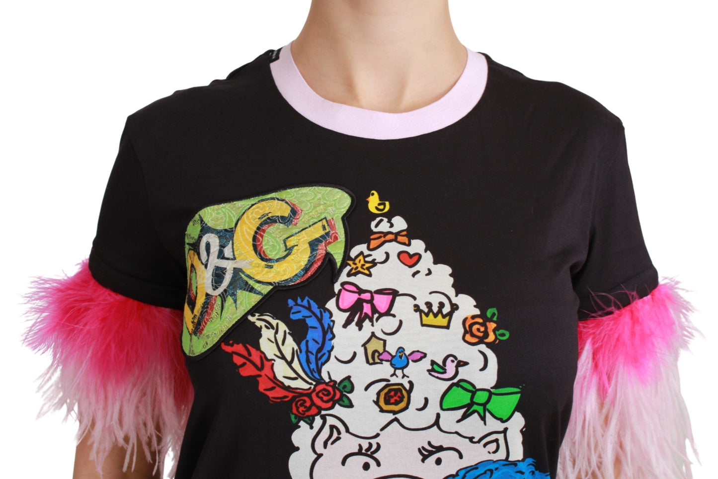 Dolce &amp; Gabbana Chic Crew Neck T-Shirt with Year of the Pig Motif