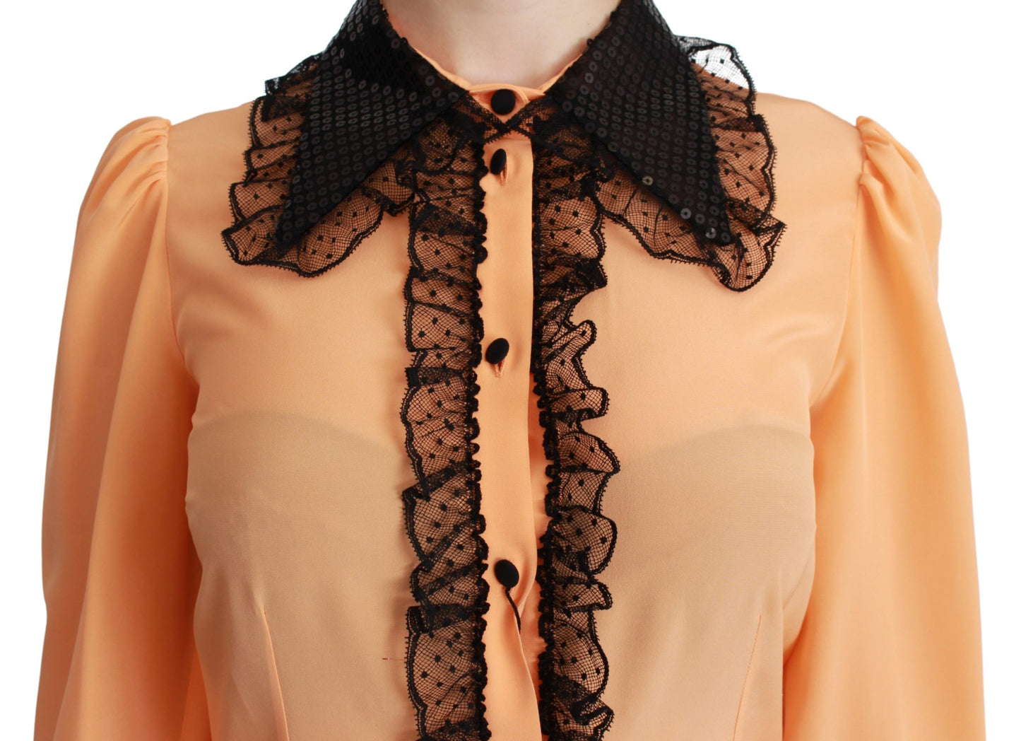 Dolce &amp; Gabbana Yellow silk-blend blouse with sequined collar