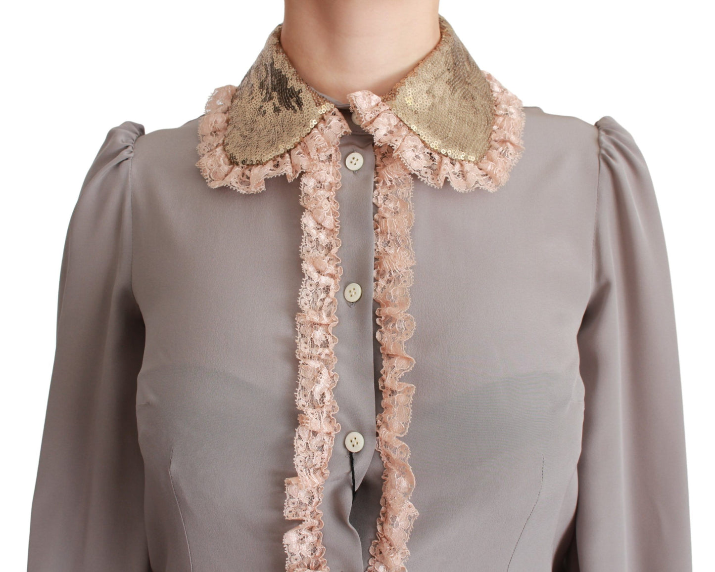 Dolce &amp; Gabbana Elegant silk blend sequin collar shirt