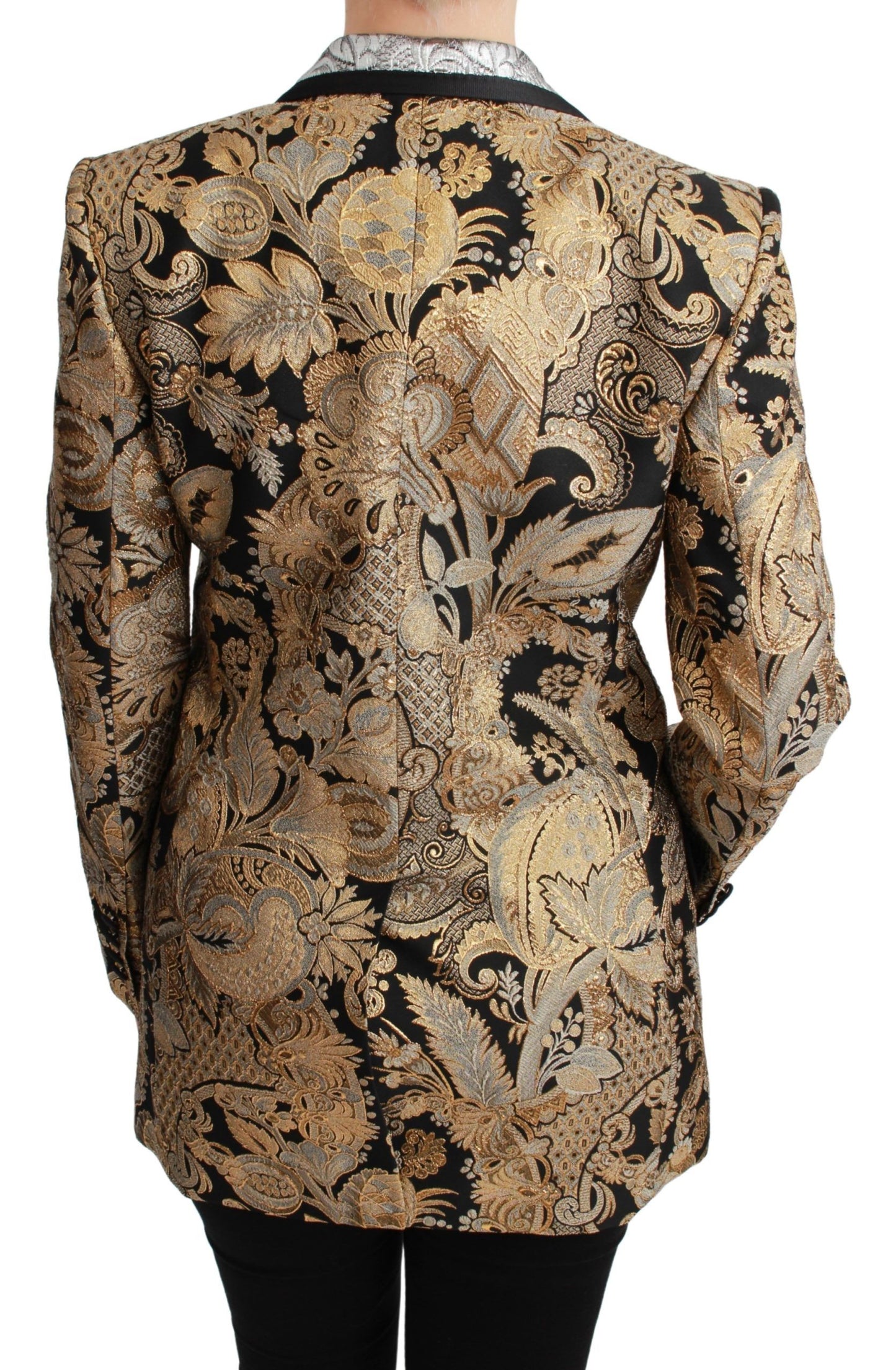 Dolce &amp; Gabbana Elegant gold jacquard blazer with floral pattern