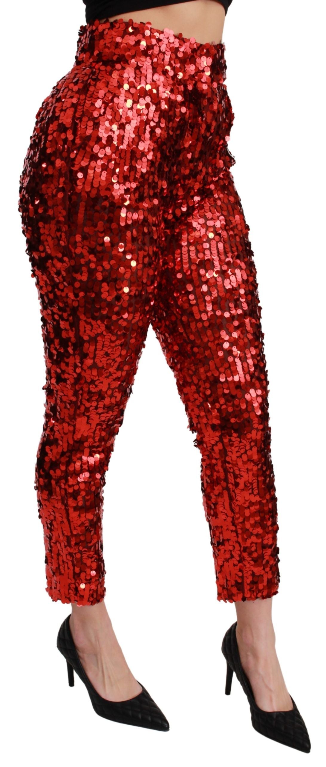 Dolce &amp; Gabbana Elegant Red High Waist Pants