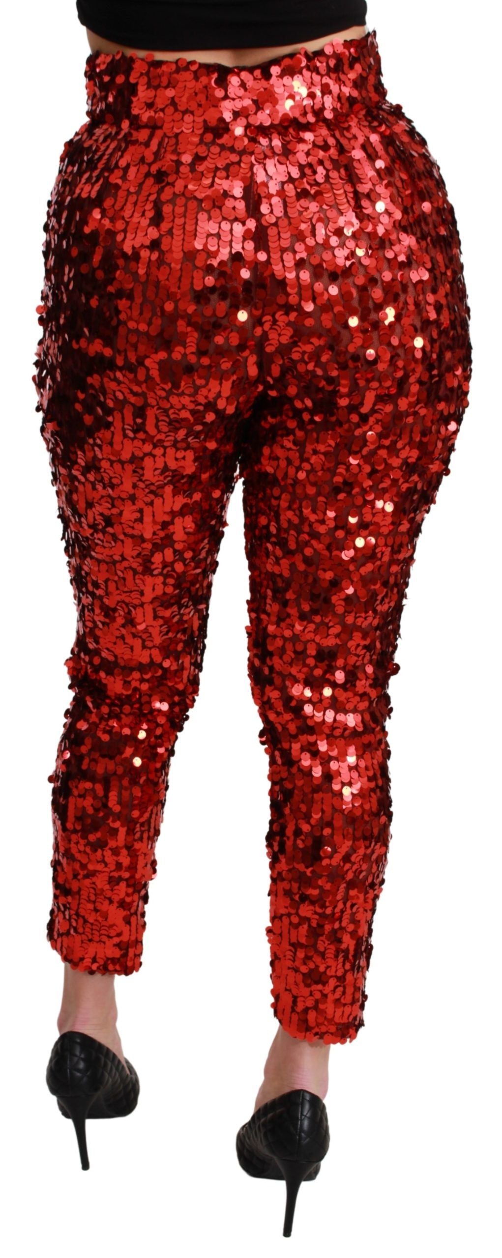 Dolce &amp; Gabbana Elegant Red High Waist Pants