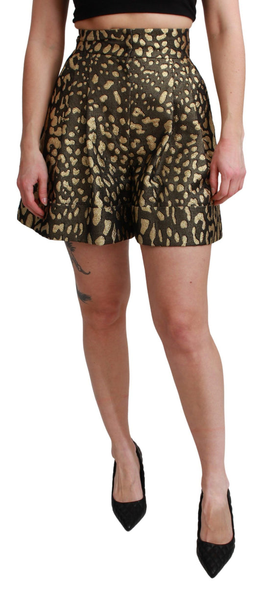 Dolce &amp; Gabbana High-Waisted Black and Gold Luxe Shorts