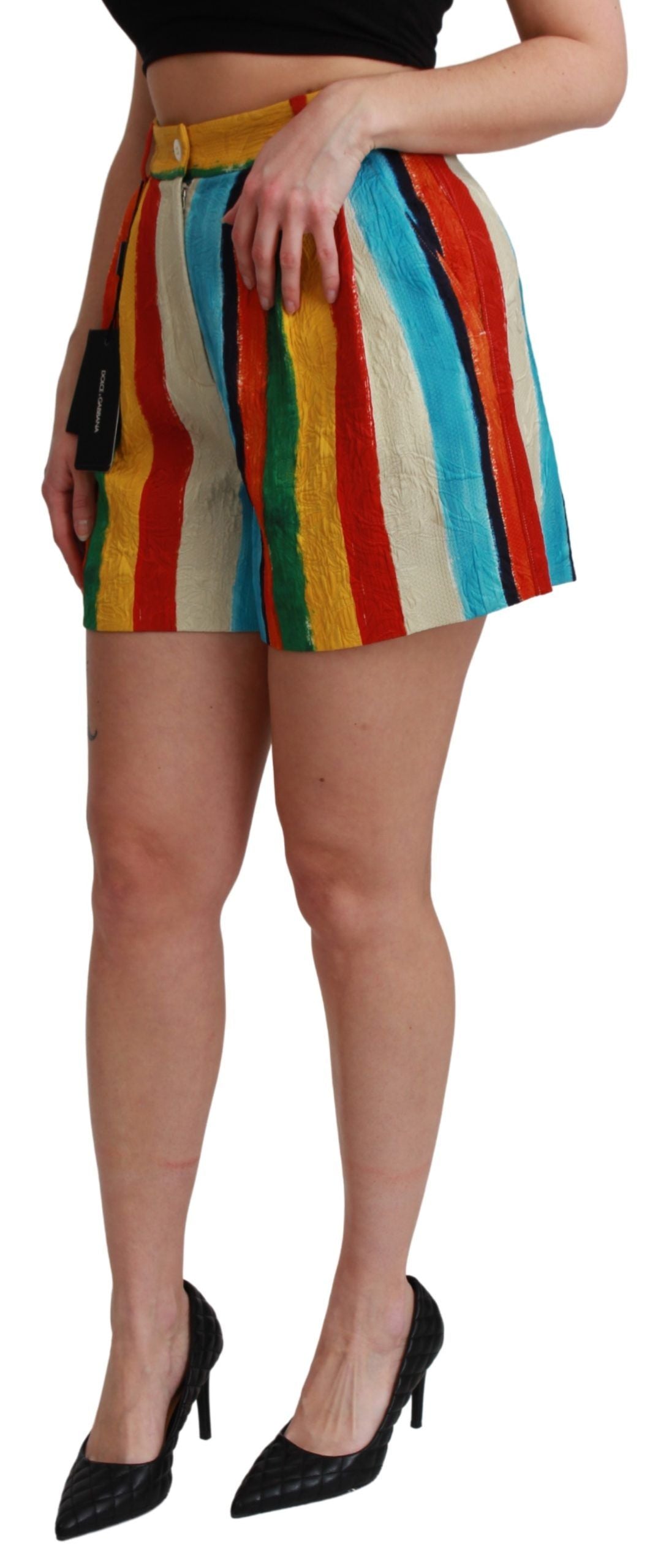 Dolce &amp; Gabbana multicolored striped high-waisted shorts