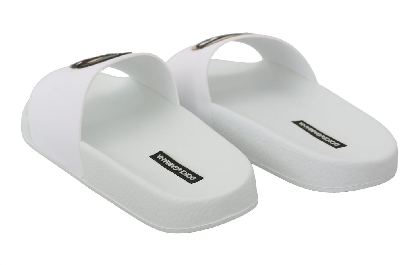 Dolce &amp; Gabbana Chic White Slide Sandals - Luxurious Summer Shoes